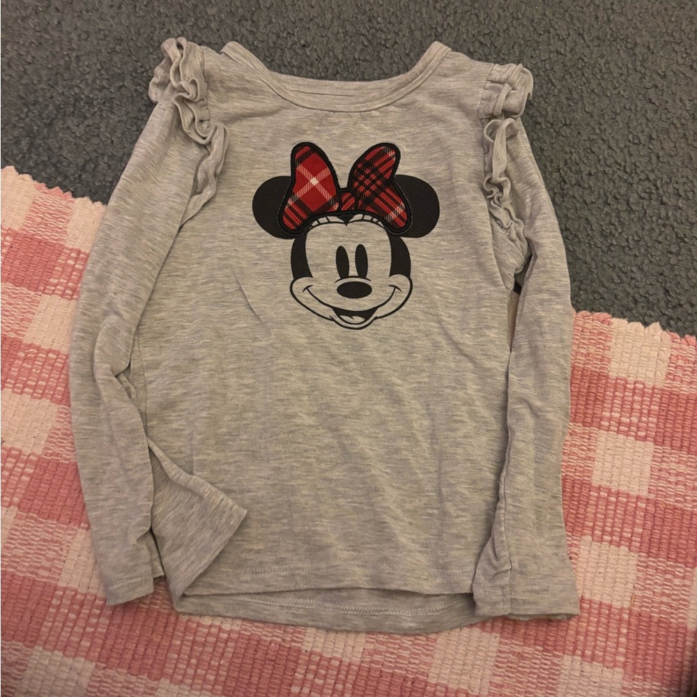 Little Sleepies Gray Long Sleeve Shirt with Red Bow Design